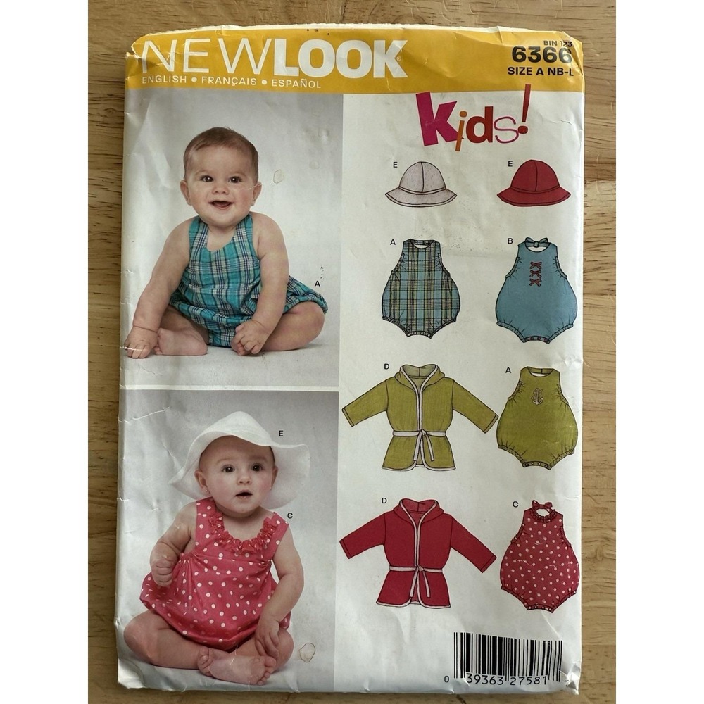 New Look Pattern 6366 Infant Bubble Suit - Hat & Terry Cloth Robe Size NB-LG